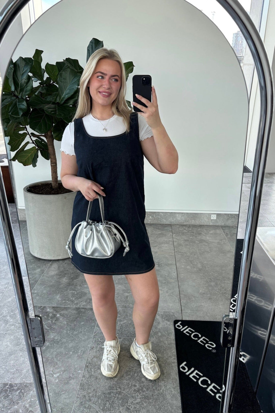 Pieces - Pcfranna Sl Denim Spencer Dress Fsy - 4863065 Dark Blue Denim Kjoler