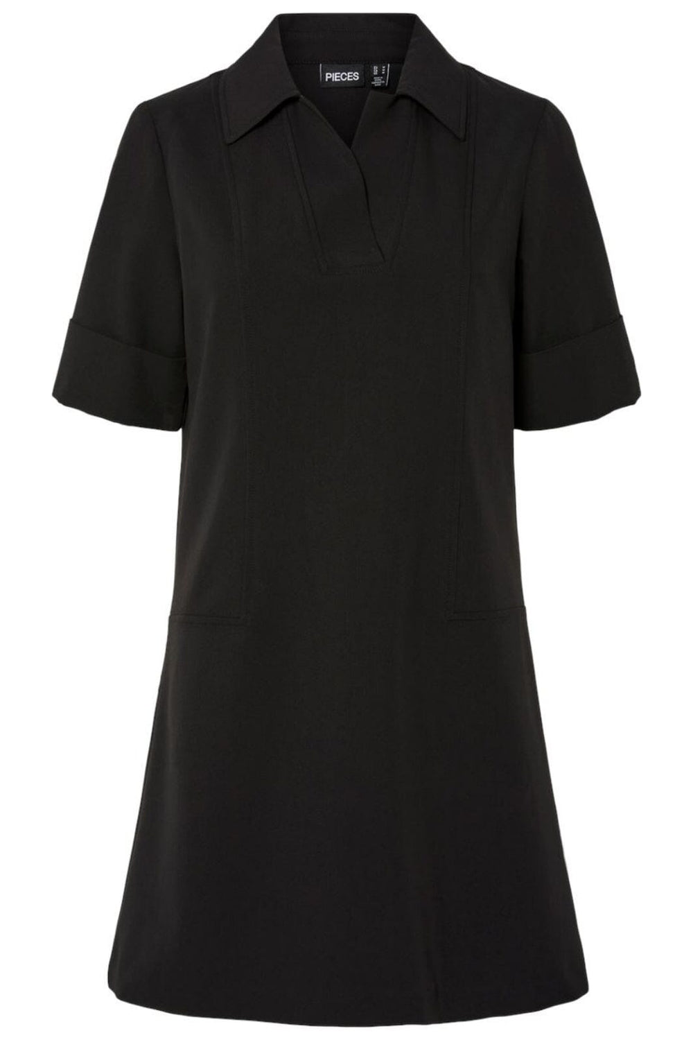 Pieces - Pcfrida Ss V-Neck Dress Fsy - 4860536 Black Kjoler
