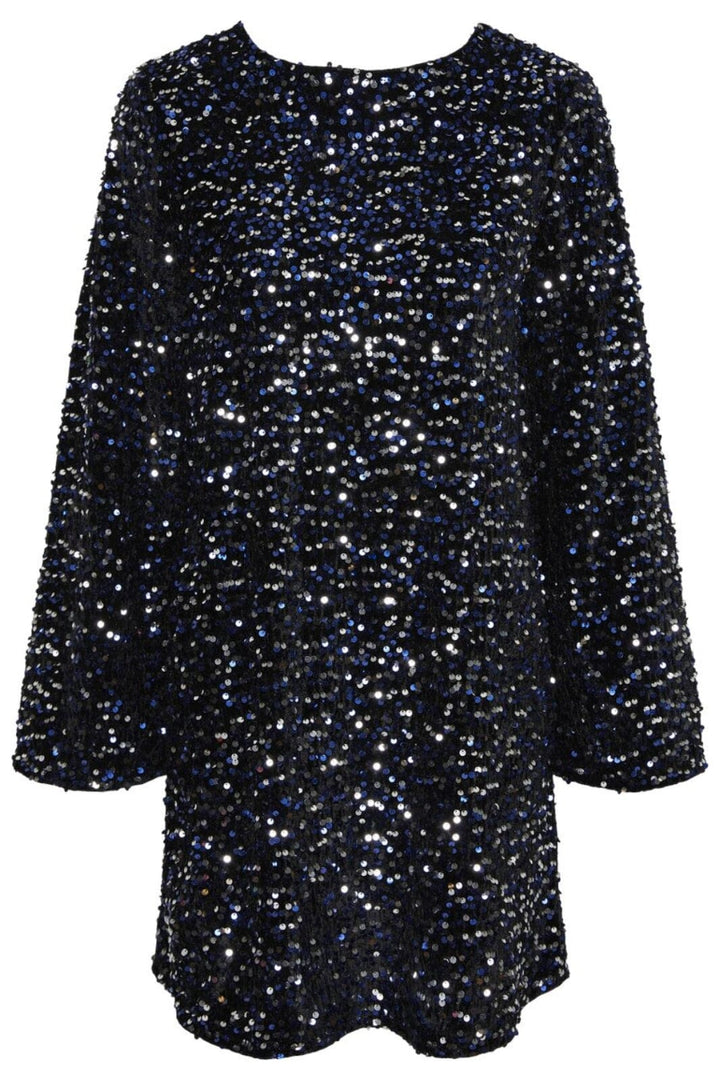 Pieces - Pckam Ls Deep Back Bow Dress - 4617671 Black Bellweather Sequins Kjoler