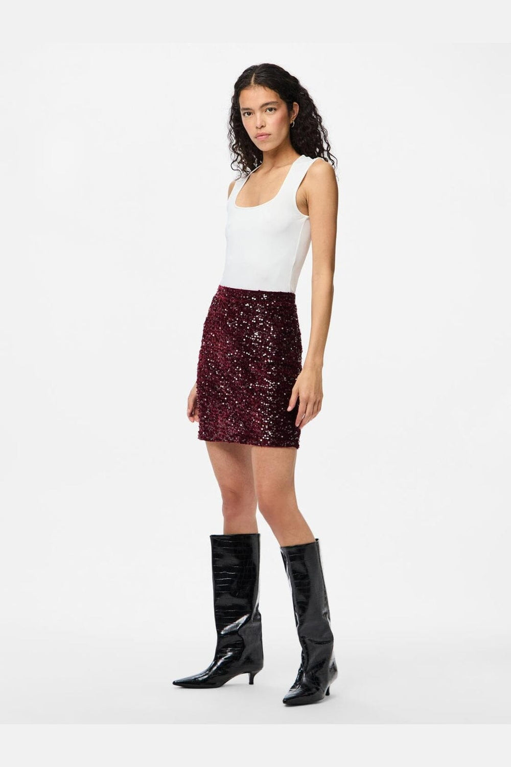 Pieces - Pckam New Short Skirt - 4859161 Tawny Port Tawney Port Sequins