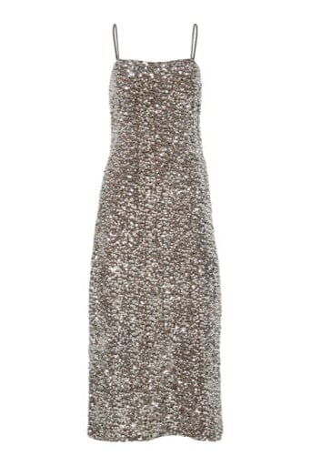 Pieces - Pckam Sl Ankle Slip Dress - 4883180 Morel Silver Sequins Kjoler