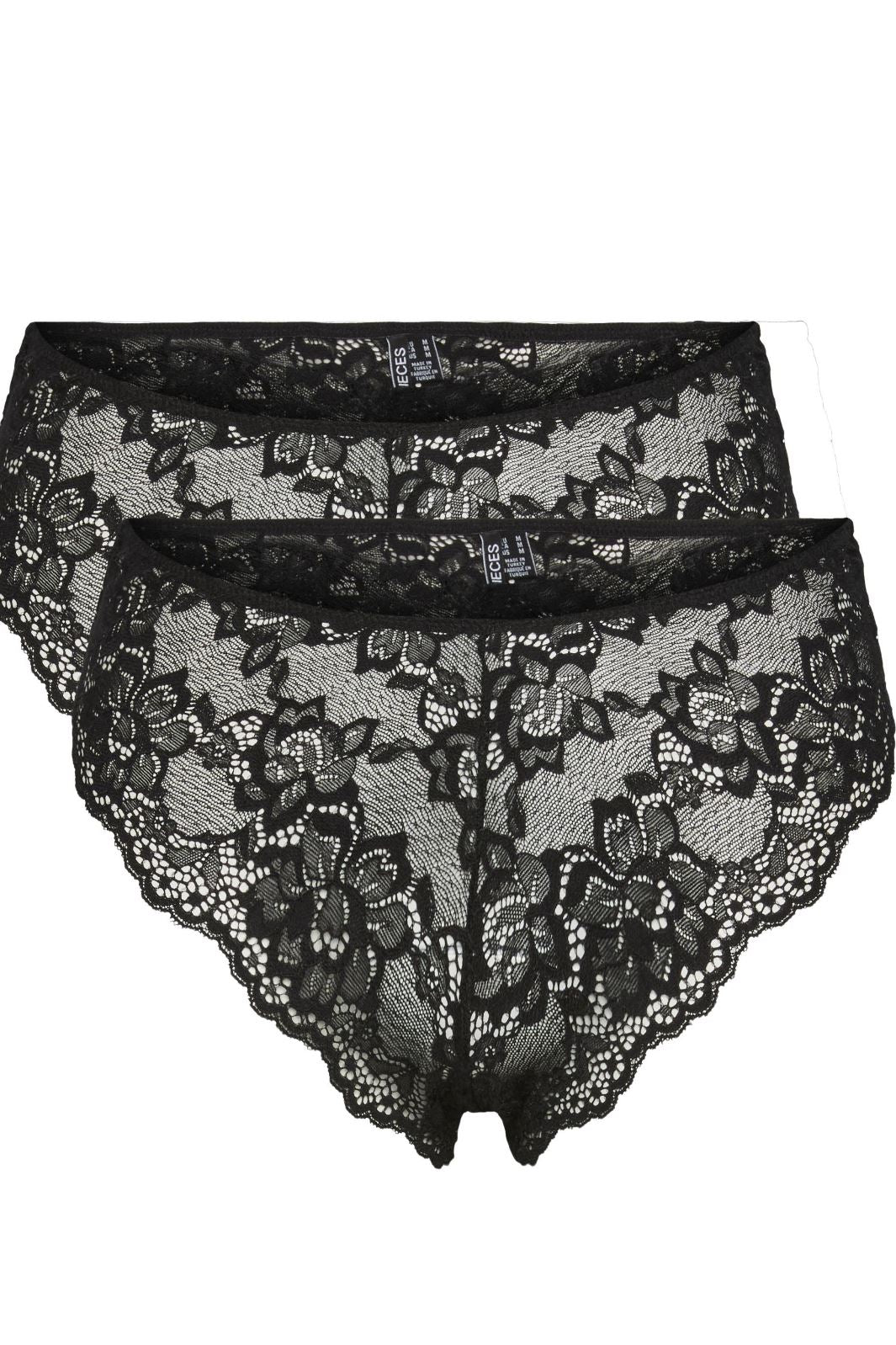 Pieces - Pclina Lace Wide Brief 2-Pack - 4287162 Black 2-PACK Trusser