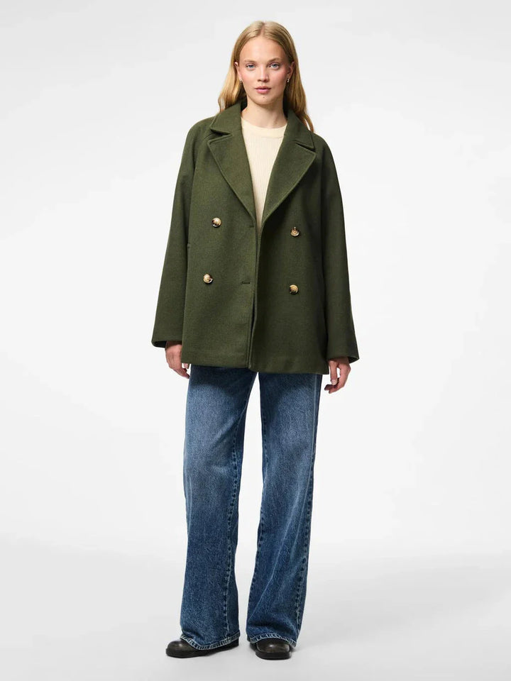 Pieces - Pcmarbel Coat - 4804036 Forest Night Frakker