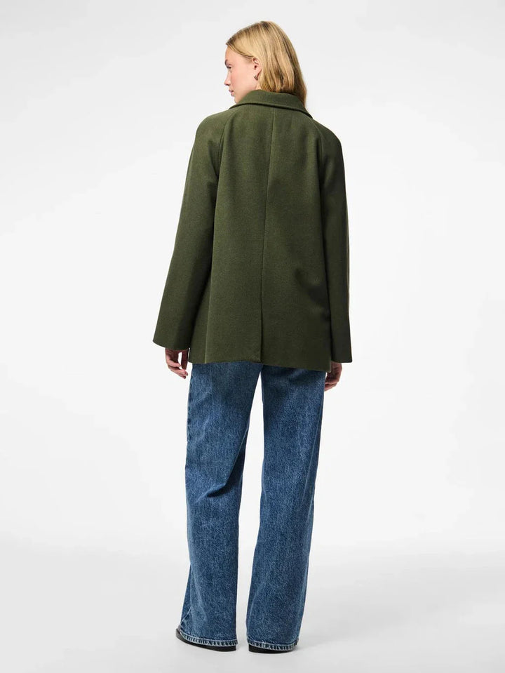 Pieces - Pcmarbel Coat - 4804036 Forest Night Frakker