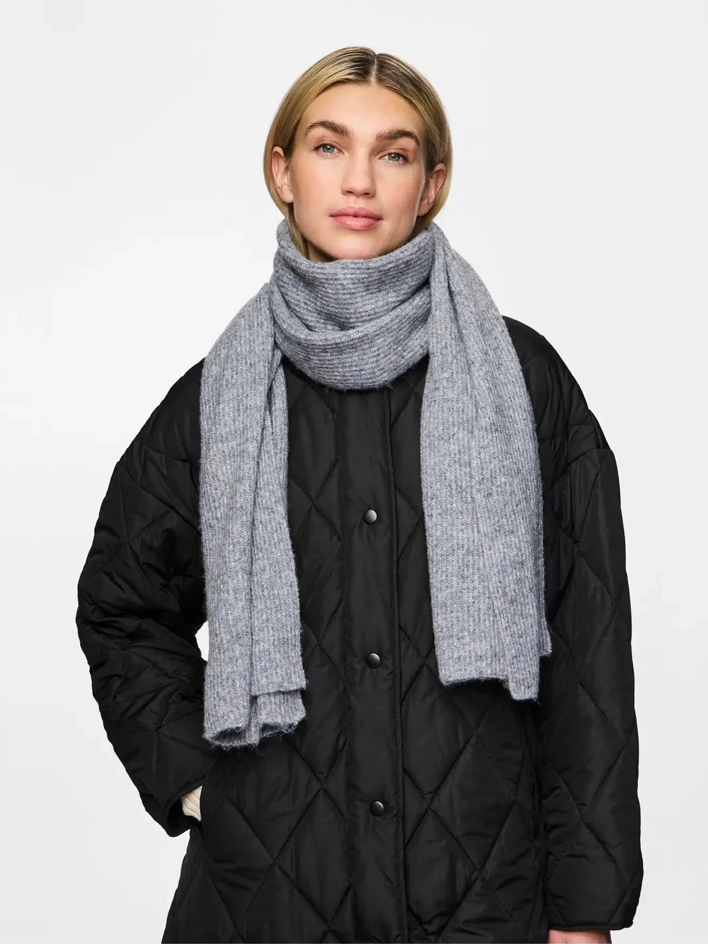 Pieces - Pcmoella Scarf - 4547299 Whitecap Gray Melange Tørklæder