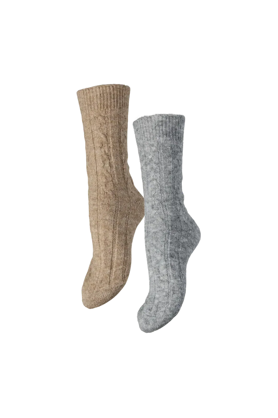 Pieces - Pcnonna Xmas Socks 2 Pack Fp - 4635286 Silver Mink Medium Grey Melange Strømper