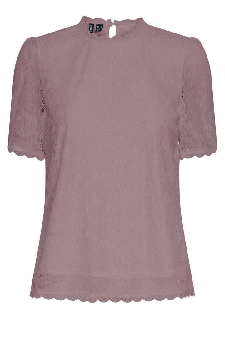 Pieces - Pcolline Ss Lace Top - 4474972 Woodrose T-shirts