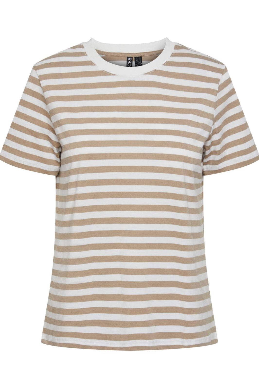 Pieces - Pcria Ss Tee Stripes - 4400579 Silver Mink Bright White T-shirts