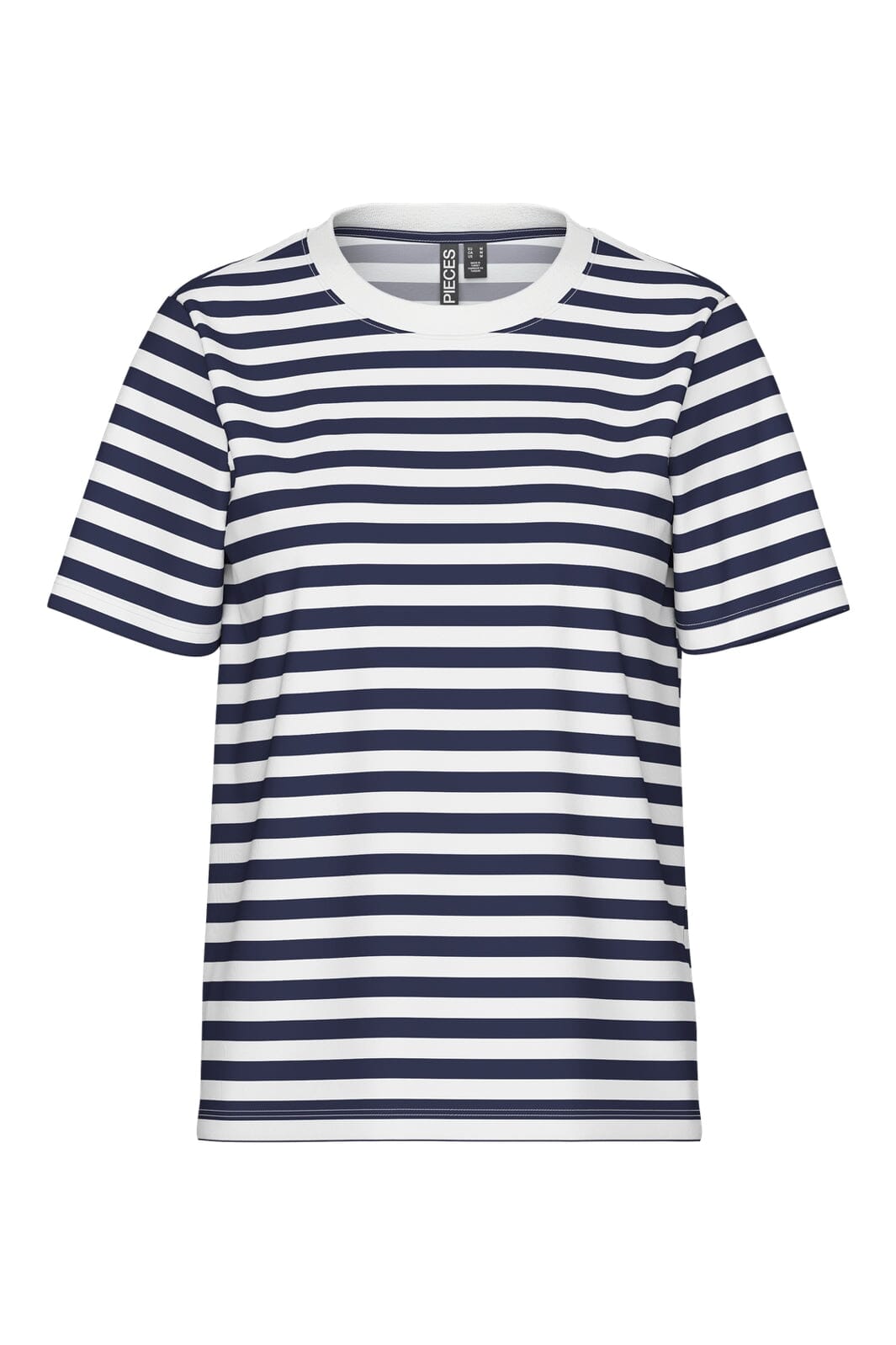 Pieces - Pcria Ss Tee Stripes - 4857334 Maritime Blue Bright White T-shirts