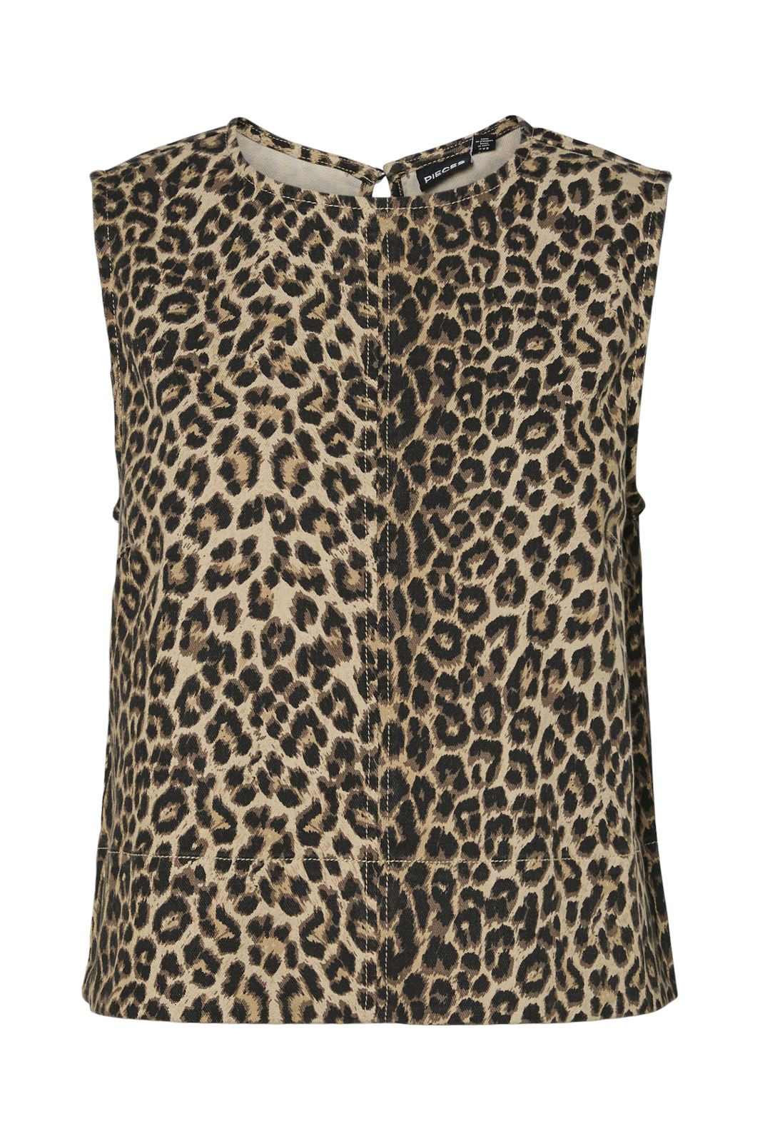 Pieces - Pcsalume Sl Denim Top - 4766980 White Pepper Leo