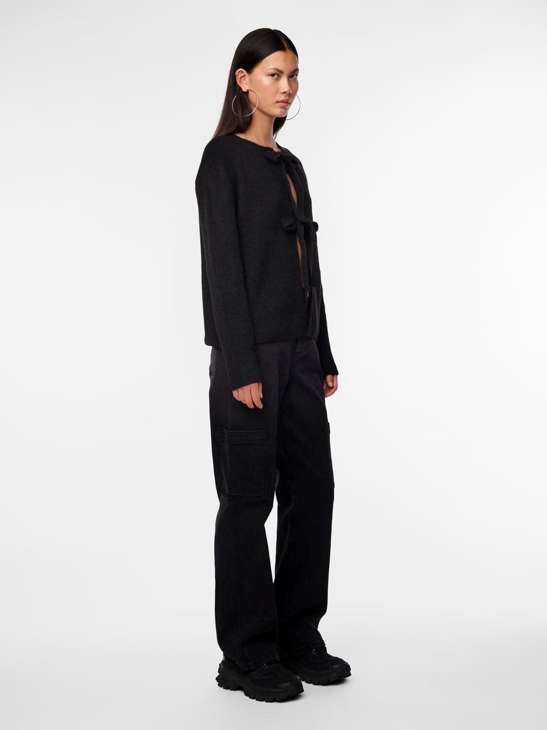 Pieces - Pcsilly Ls Reversible Tie Knit - 4511205 Black Strikbluser