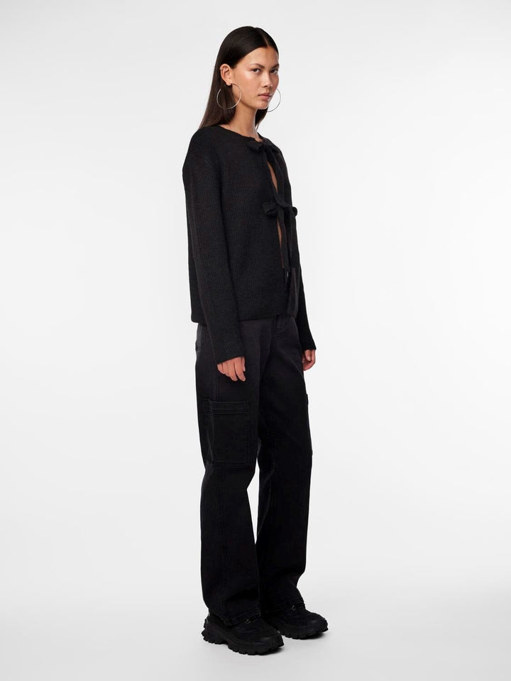 Pieces - Pcsilly Ls Reversible Tie Knit - 4511205 Black Strikbluser