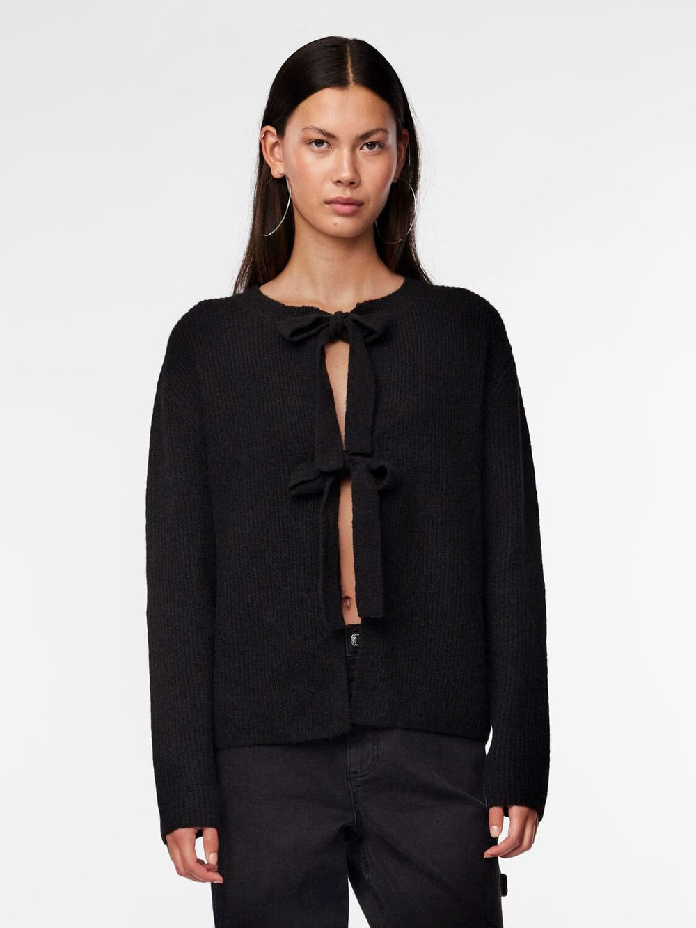 Pieces - Pcsilly Ls Reversible Tie Knit - 4511205 Black Strikbluser