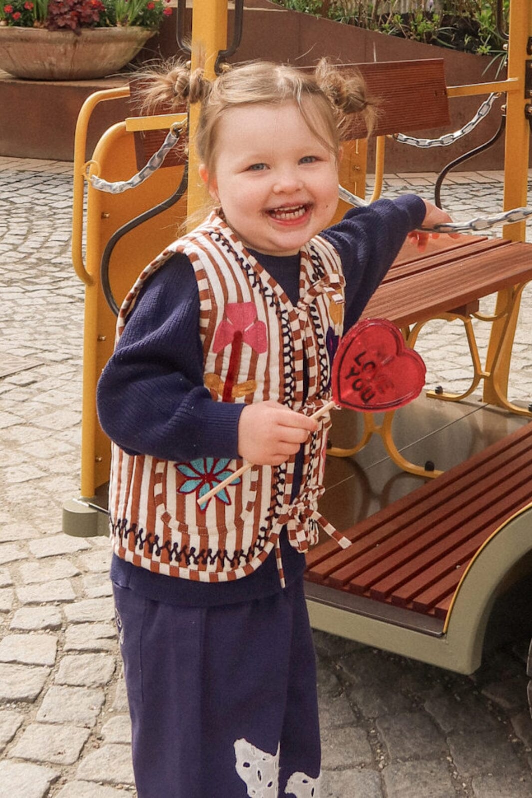 Sissel Edelbo - Vilja MINI Vest SE 1671 - Brown Stripes Veste