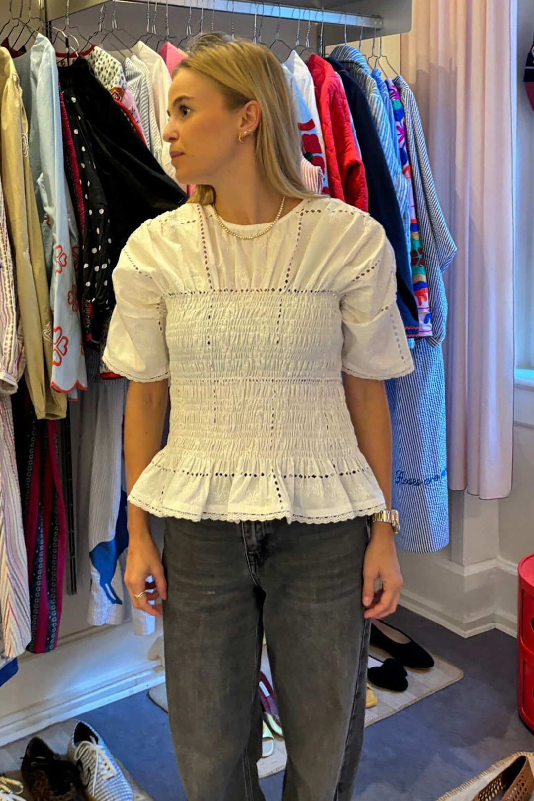 Sissel Edelbo - Vincenta Top SE 1602 - White Squares Bluser