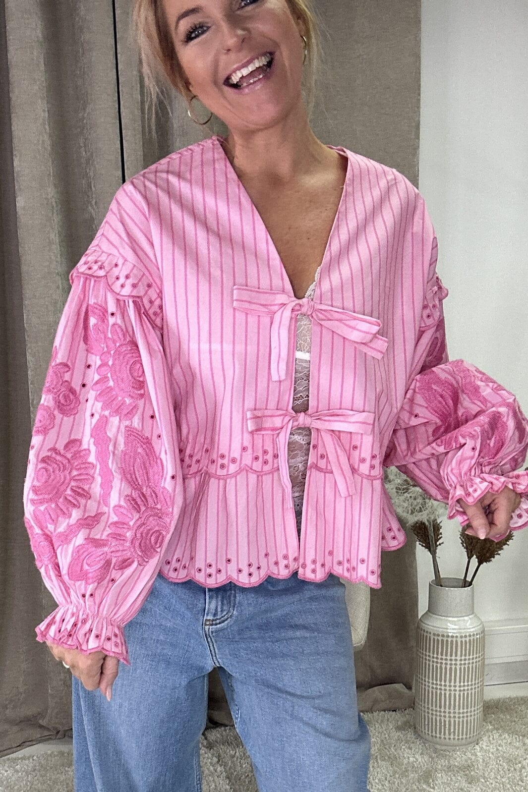 Sissel Edelbo x Molly&My - Martha Organic Cotton Top SE 972.5 - Printed Stripes Bluser