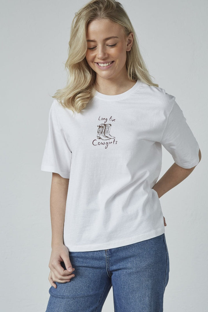 Sisters Point - Heda-Loose.Ss9 18794 - 829 - White/Mocha T-shirts