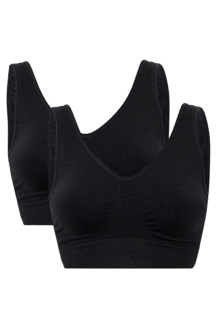 Soft basic - Haily Bra top wide strap 2 pak - black BH