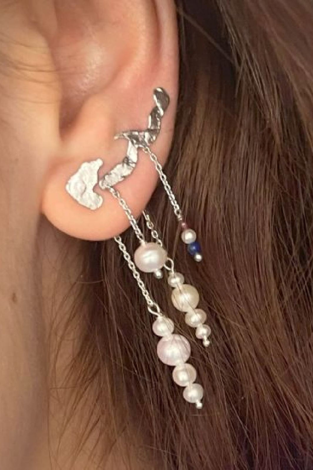Stine A - Pearl Berries Behind Ear Earring 1310-00 - Silver Øreringe