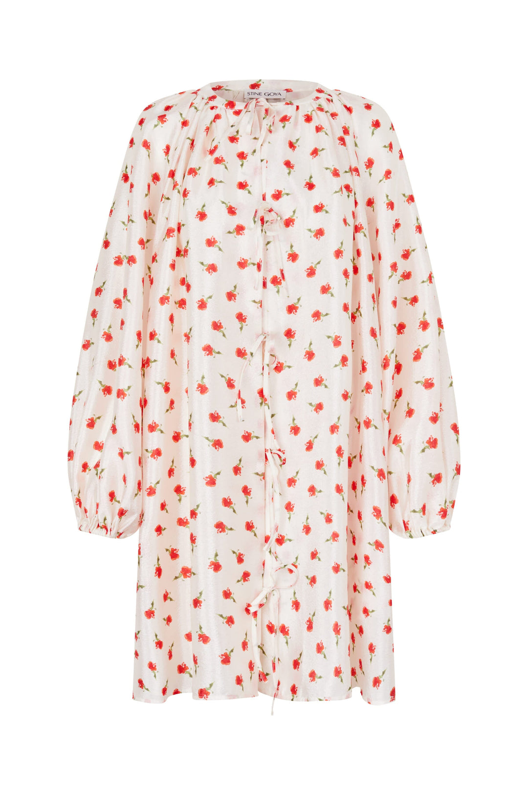 Stine Goya - 2067 Flat Textured Poly, Voluminous Bow Dresssg-ps26-d150-2067 - Ditzy Petunia Kjoler