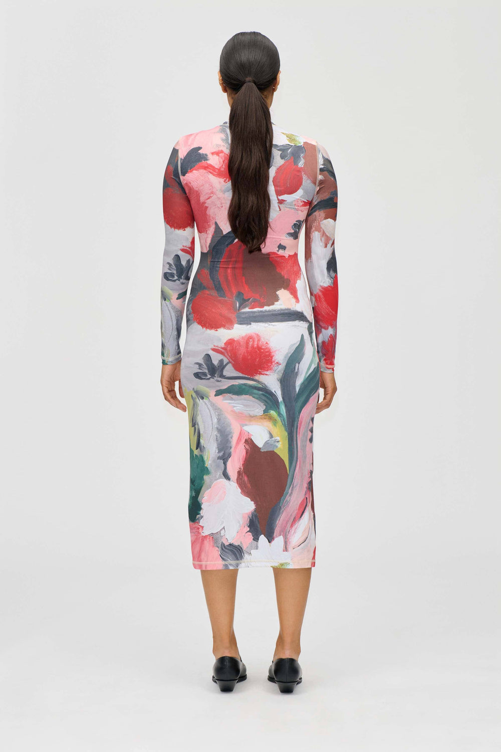 Stine Goya - 2244 Stocking Jersey, Pullover Long Sleeve Midi Dresssg-ps26-d074-2244 - My Garden Kjoler