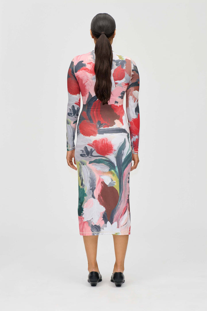 Stine Goya - 2244 Stocking Jersey, Pullover Long Sleeve Midi Dresssg-ps26-d074-2244 - My Garden Kjoler