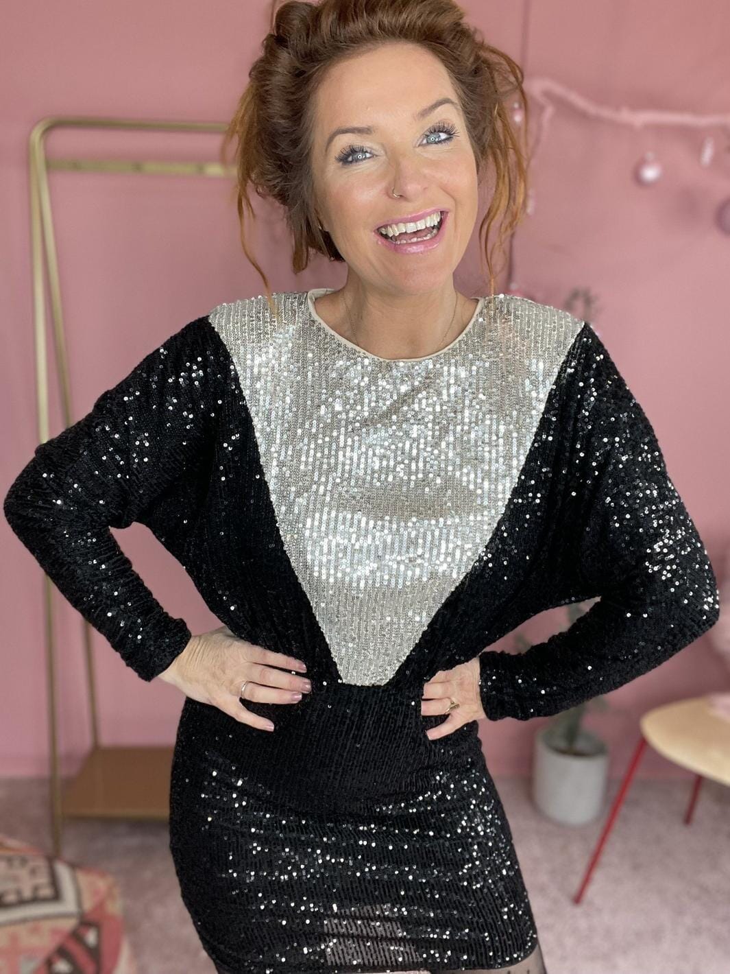 VILA - ViSavias Sequin Dress - Black /Birch Kjoler