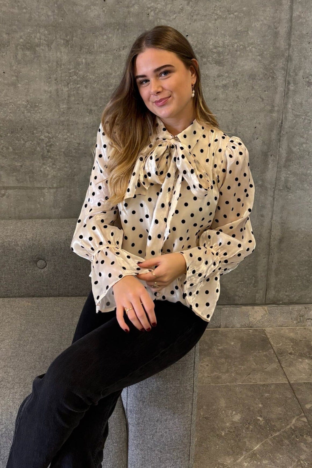 Y.A.S - Yasdottish Ls Shirt Pb - 4800758 Sandshell Dottish Aop Skjorter