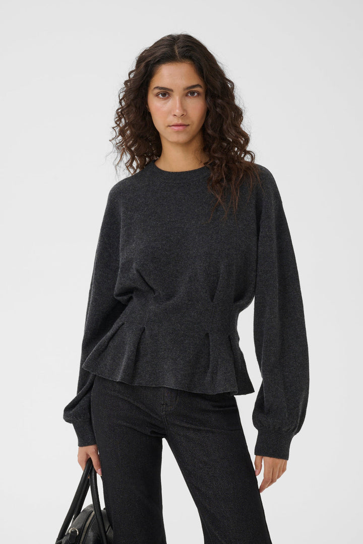 Gestuz - Gzmanzi Waist Pullover 10911492 - 106530 - Deep Graphite Melange
