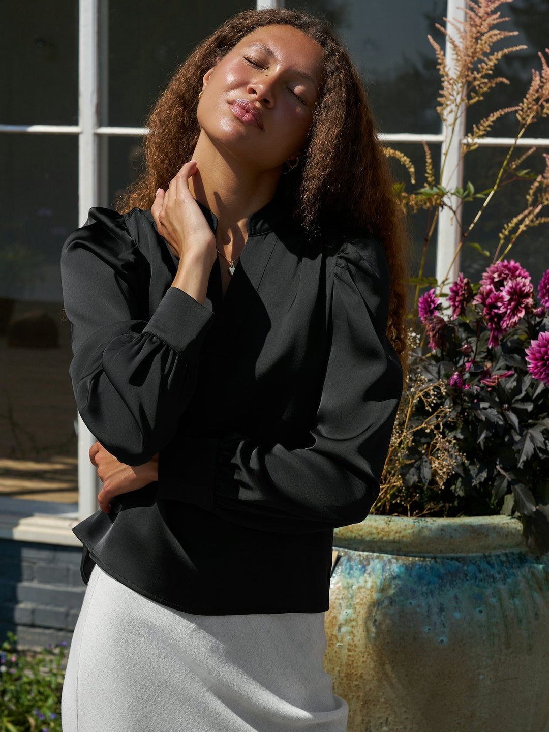 Neo Noir - Rosslyn Heavy Sateen Blouse 163769 - 100 - Black