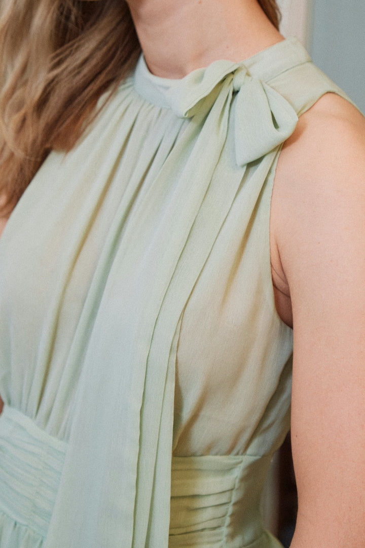 Neo Noir - Marli Solid Chiffon Dress 165640 - 154 - Light Green