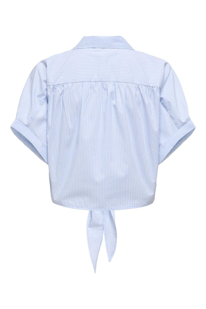 JDY - Jdymio S/S Knot Shirt Dia - 4936832 Cashmere Blue Small White Stripes