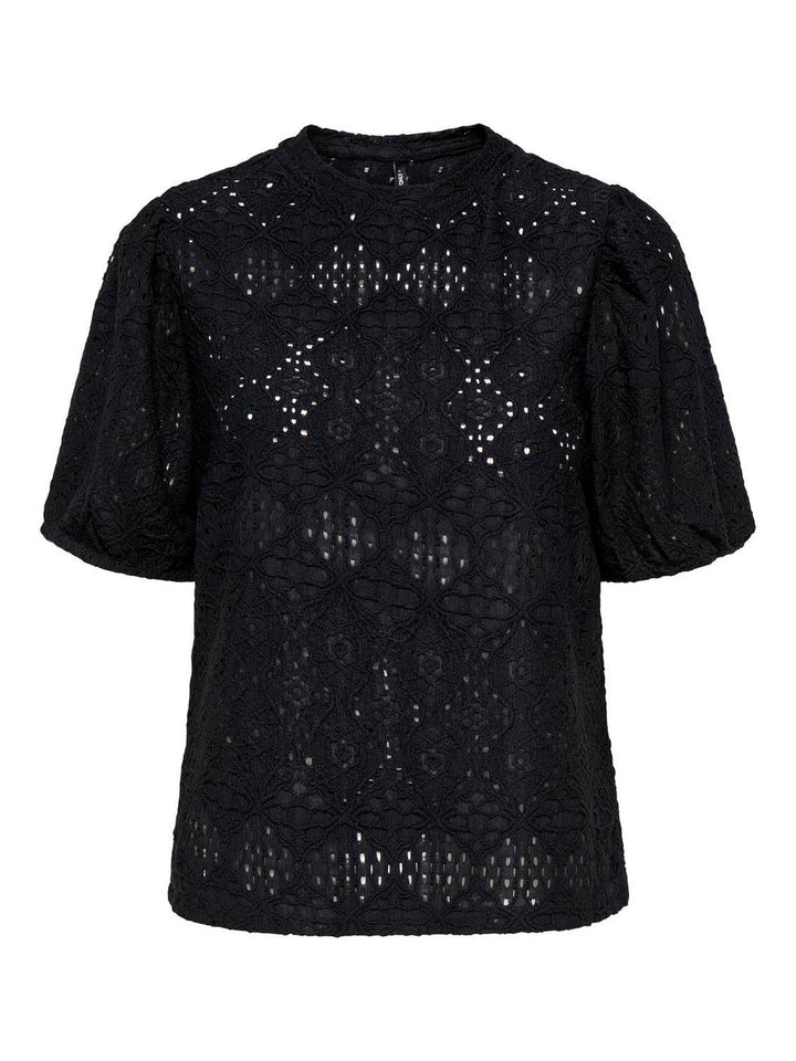 Only - Onlluz S/S Puff Sleeve Top - 4792858 Black