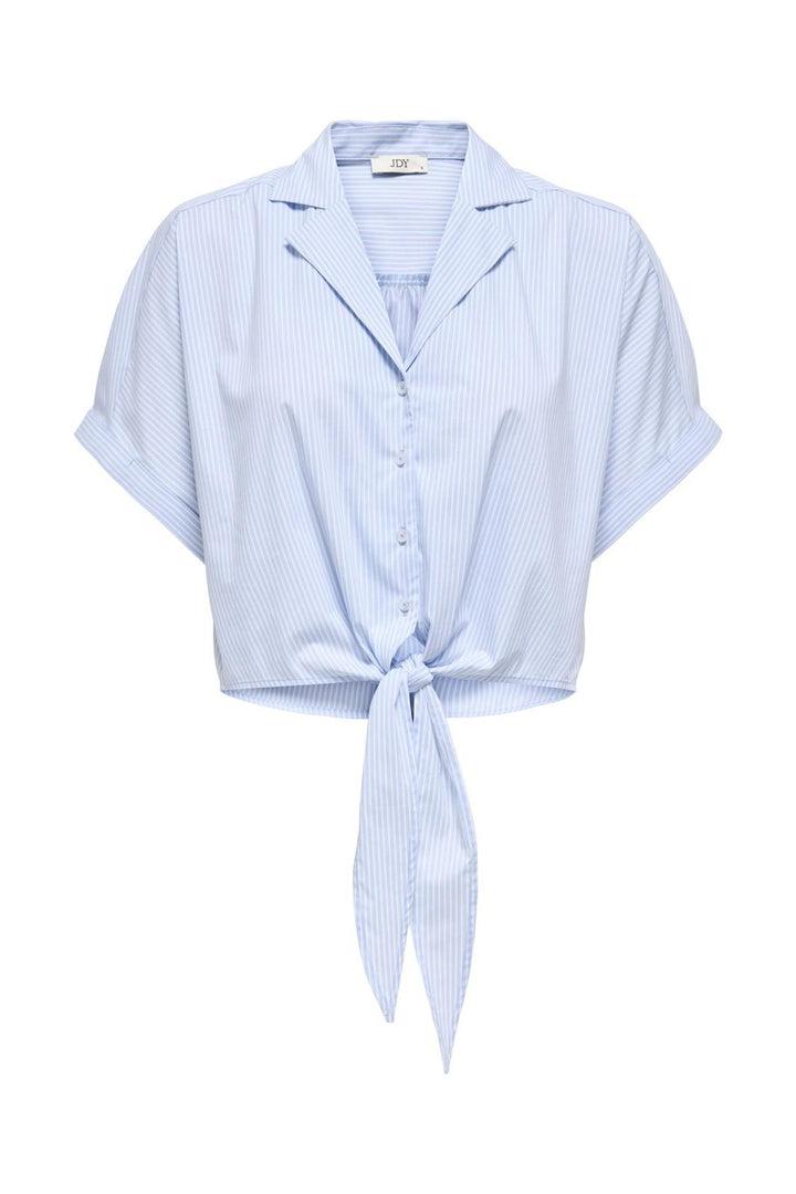 JDY - Jdymio S/S Knot Shirt Dia - 4936832 Cashmere Blue Small White Stripes