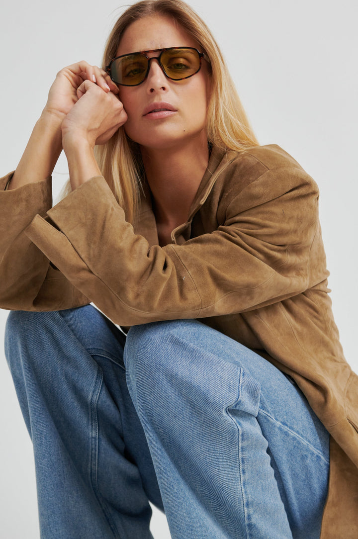 Second Female - Suellen Fitted Suede Blazer 60521 - 6152 Petrified Oak