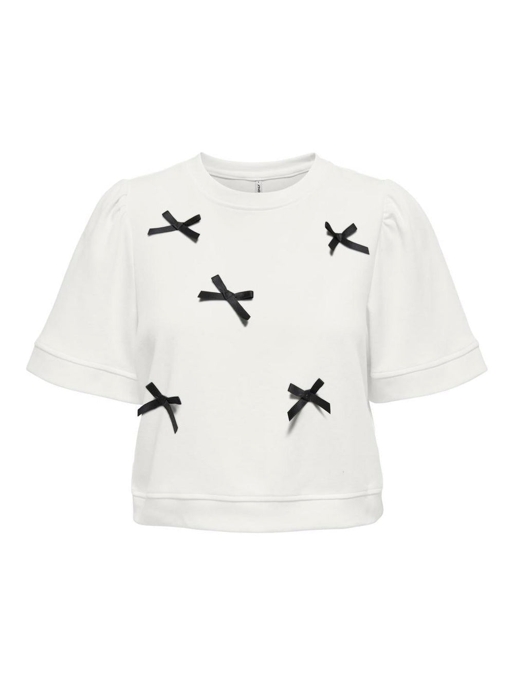 Only - Onljenny S/S O-Neck Bow Box Ub Swt - 4925742 Cloud Dancer Small Black Bows