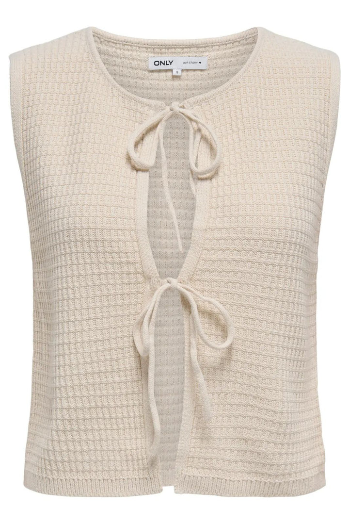 Only - Onlbirtie Sl Tie V-Neck Vest Cc Knt - 4777998 Birch