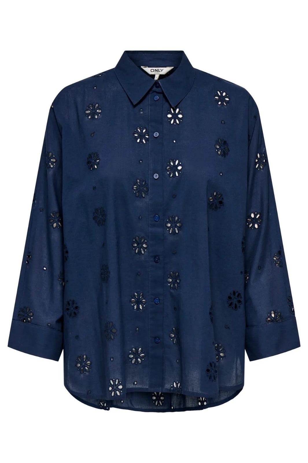 Only - Onlnew Lina Grace Ls Brod Angl Shirt - 4880066 Black Iris