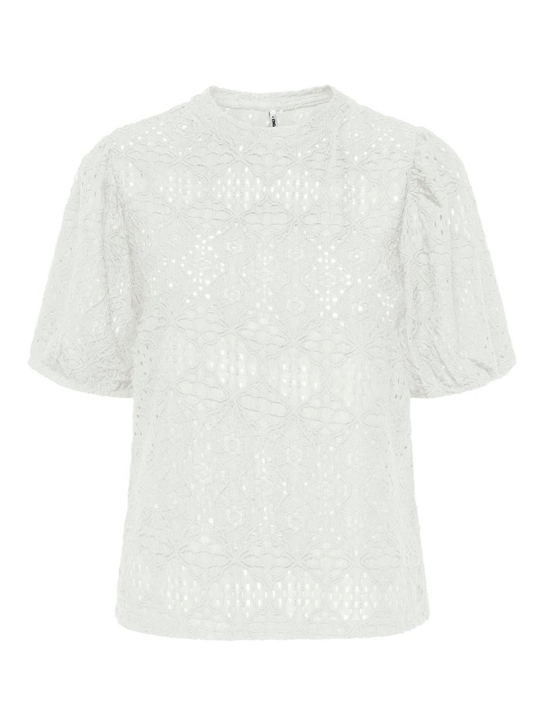 Only - Onlluz S/S Puff Sleeve Top - 4833290 Cloud Dancer