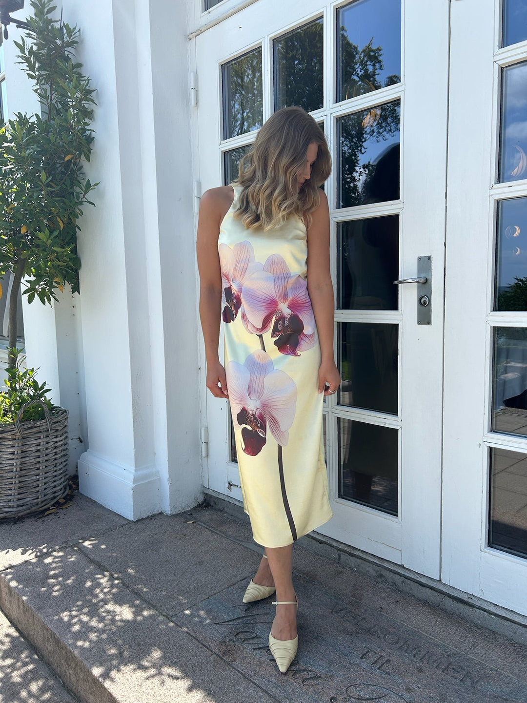 YAS - Yasorchida Satin Long Dress - 4954423 Anise Flower Orchida Aop