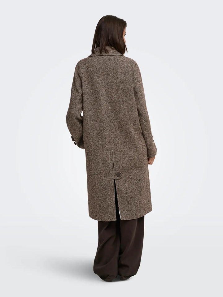 JDY - Jdyvinga Herringbone Long Coat Yfm - 5044304 Chocolate Torte Herringbone