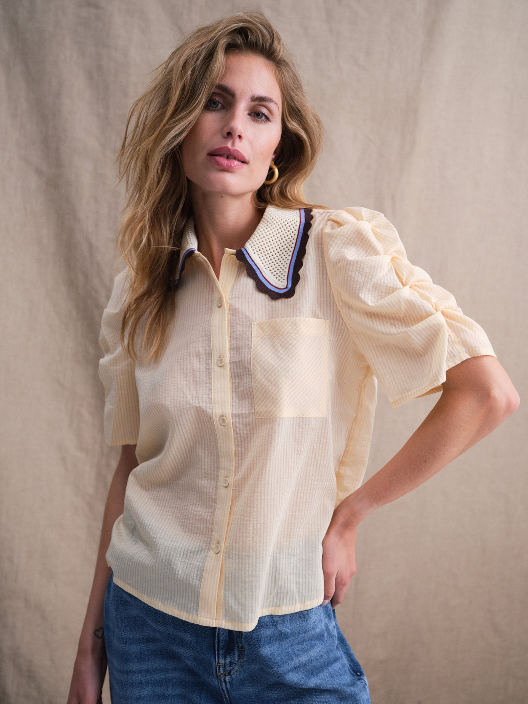 Gossia - Allygo Blouse G2811 - Soft Lemon Stripes