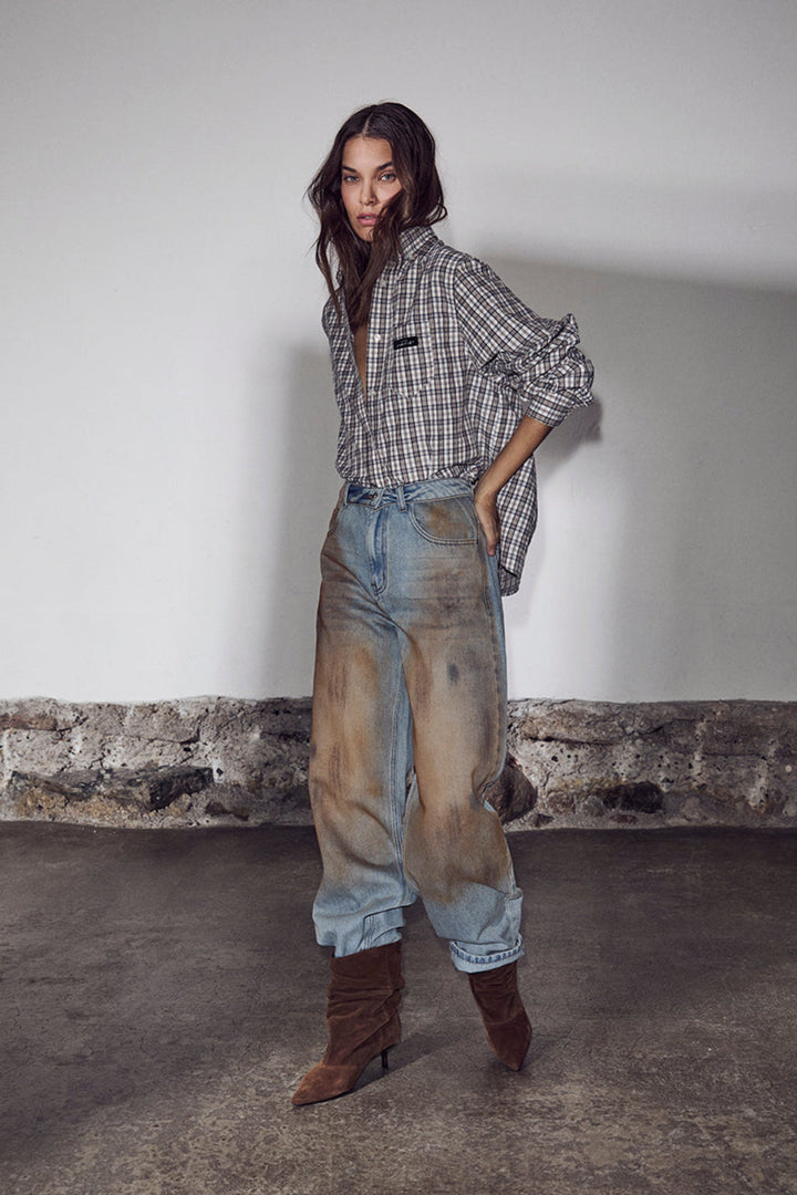 Haute L'Amitié - Button Down Mini Check Shirt HL10719 - Off-White/ Beige