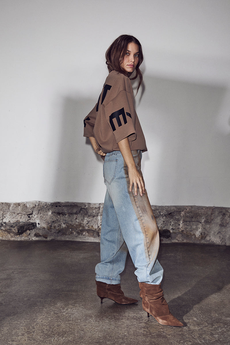 Haute L'Amitié - Barrel Vintage Wash Flip Jeans HL10717 - Bleach Dirt Denim