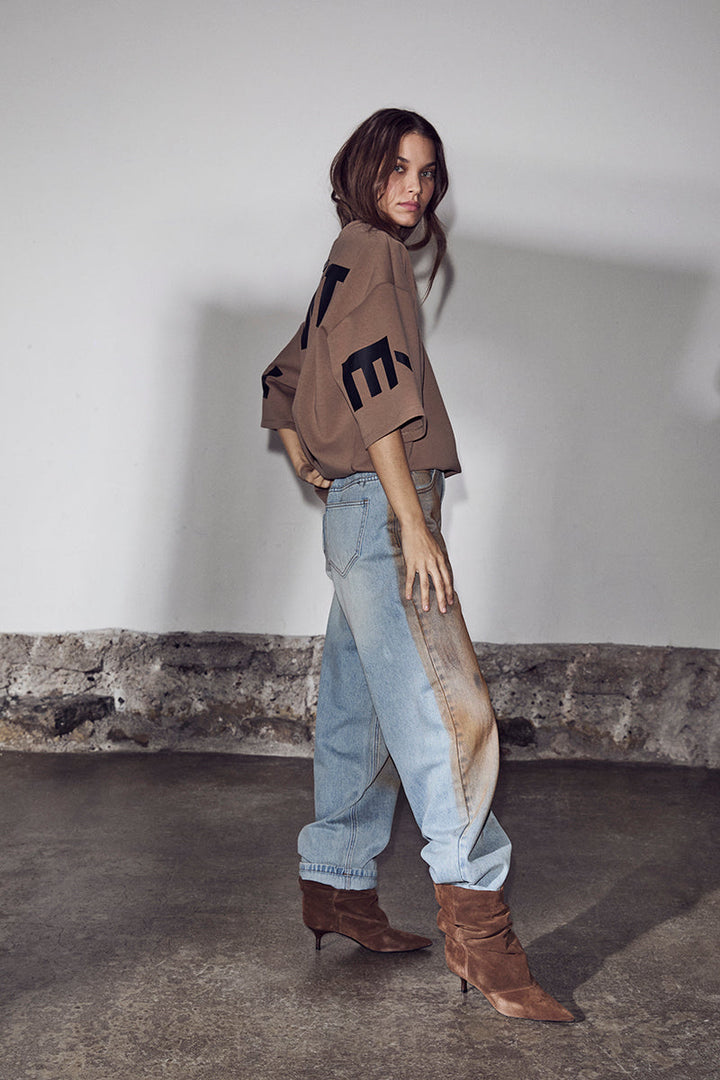 Haute L'Amitié - Barrel Vintage Wash Flip Jeans HL10717 - Bleach Dirt Denim