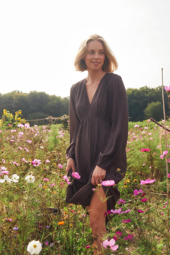 Neo Noir - Silfi Crepe Dress 166670 - 676 - Dark Brown