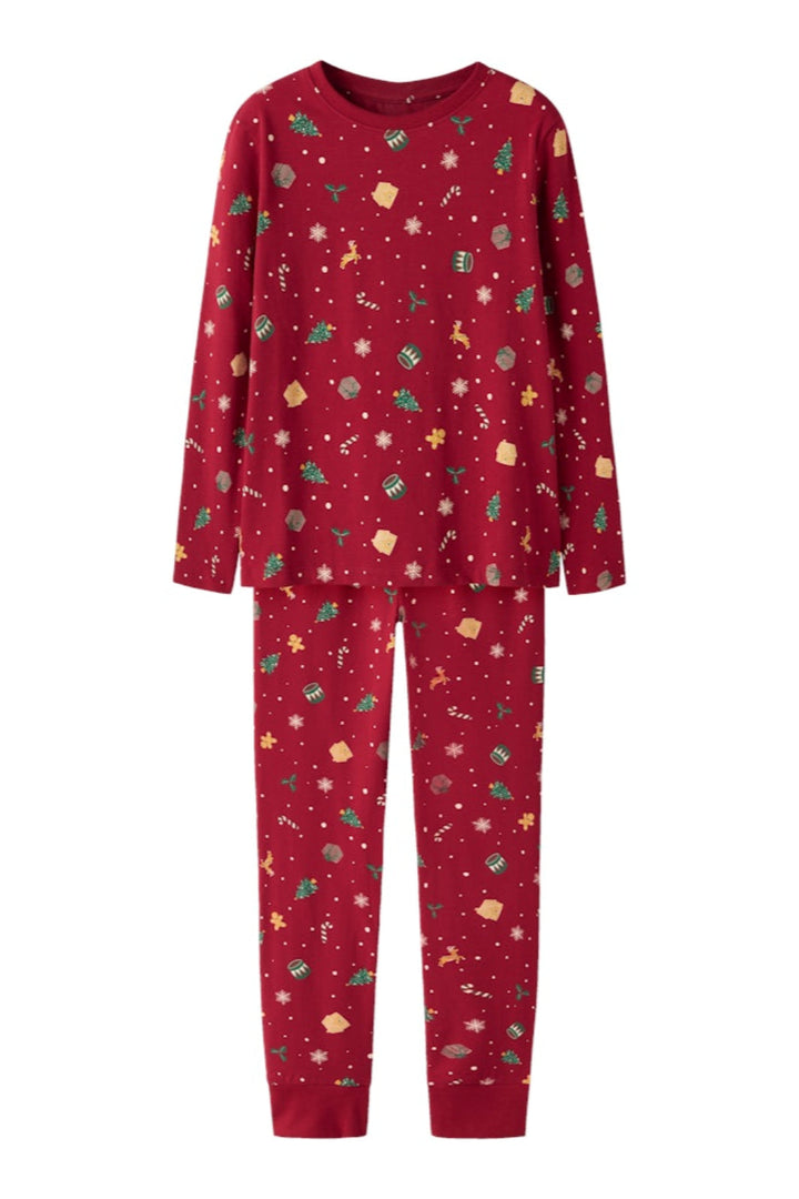 Name It - Nknvismas Ls Nightset - 4879844 Jester Red Xmas Aop Red