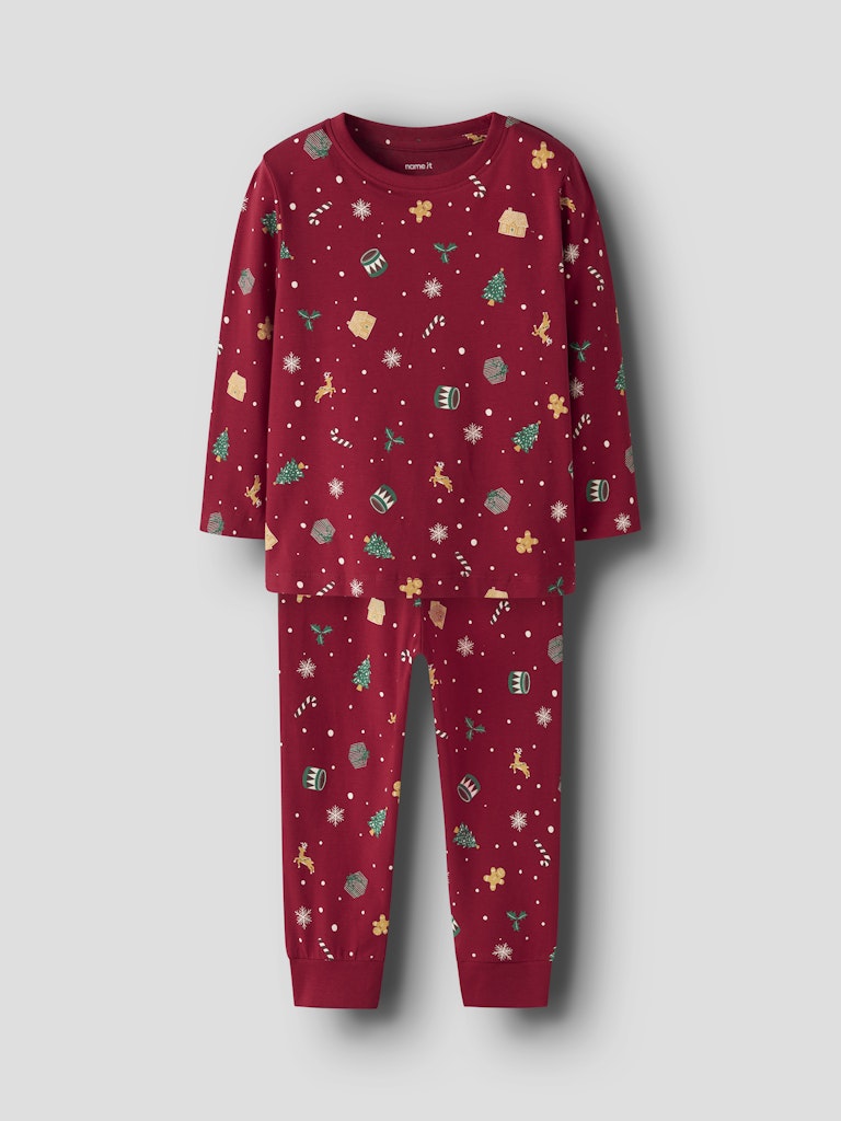Name It - Nmnvismas Ls Nightset - 4879856 Jester Red Xmas Aop Red