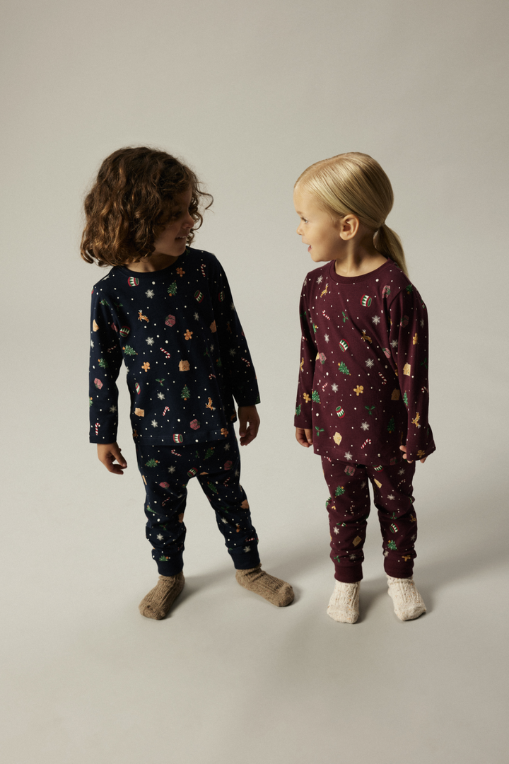 Name It - Nmnvismas Ls Nightset - 4918966 Burgundy Xmas Aop