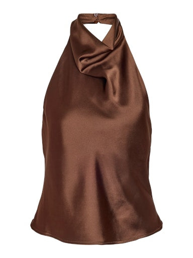 Noisy May - Nmbrisa Highneck Satin Top Tnt/17 - 5142877 Chocolate Brown
